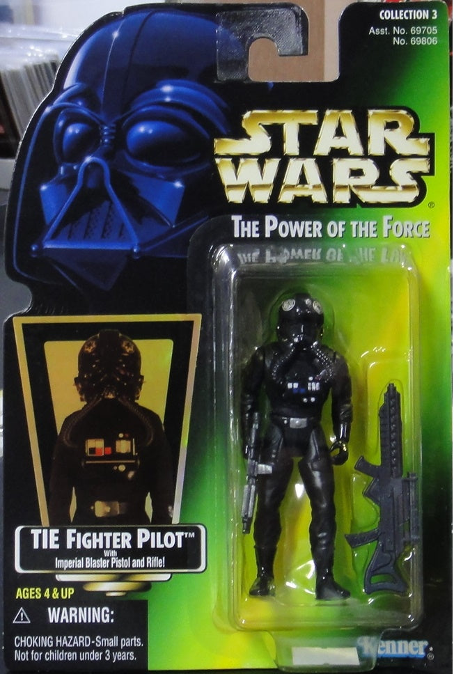 KENNER STAR WARS POWER OF THE FORCE TIE FIGHTER PILOT WITH IMPERIAL BLASTER PISTOL AND RIFLE 69806