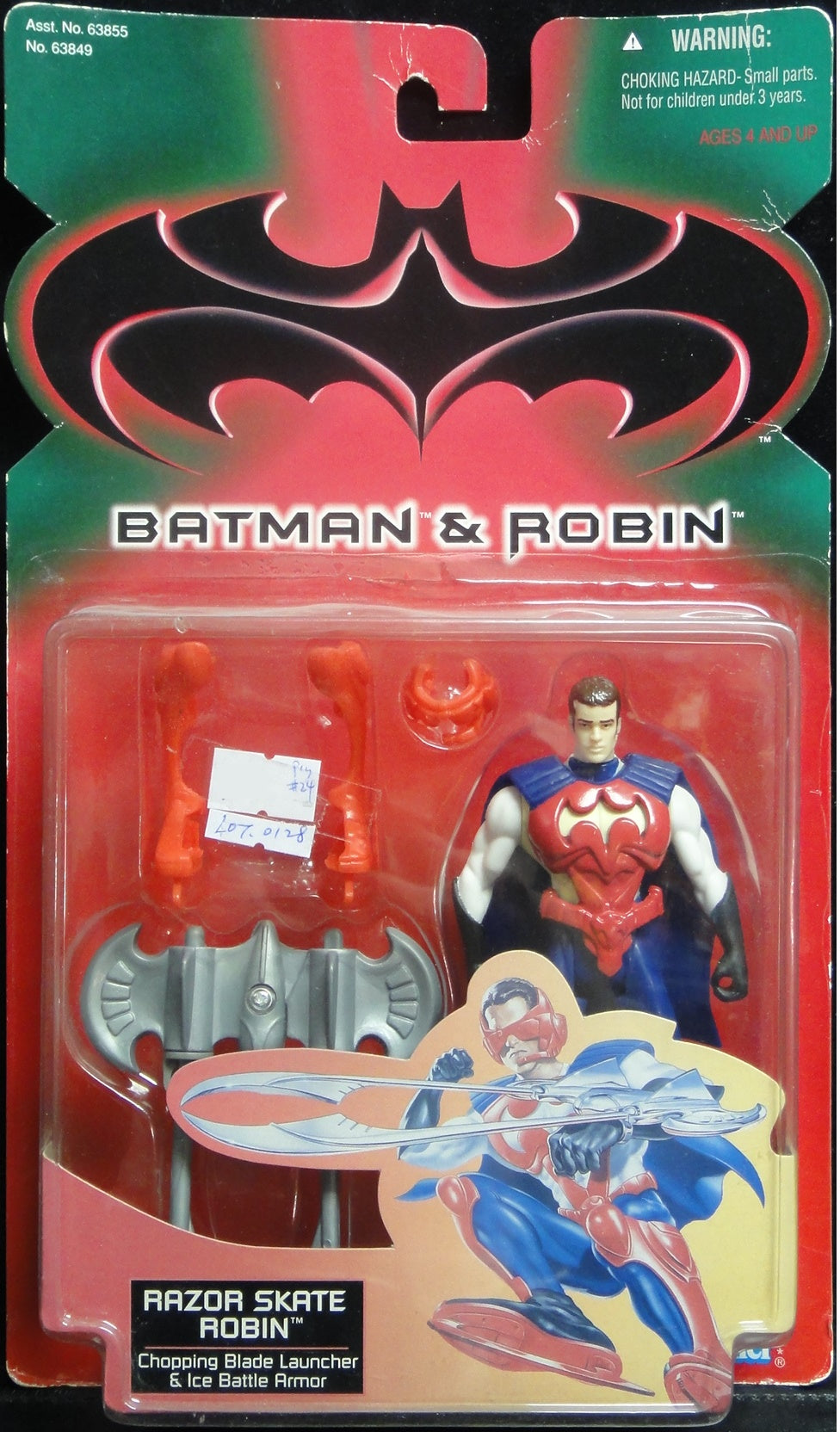 KENNER BATMAN AND ROBIN RAZOR SKATE ROBIN WITH CHOPPING BLADE LAUNCHER AND ICE BATTLE ARMOR 63849