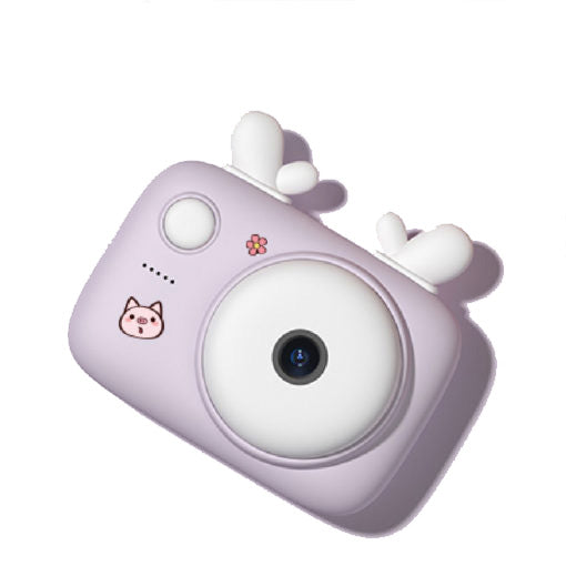 MuMu 40MP 2.4-inch IPS screen front and rear dual camera children's camera (pink and purple deer)