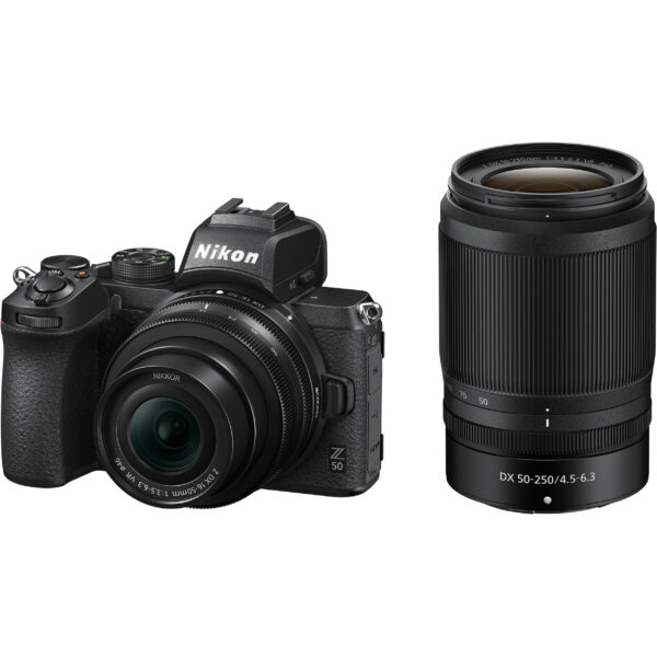 Nikon Z 50 camera with NIKKOR Z DX 16-50mm f/3.5-6.3 VR and NIKKOR Z DX 50-250mm f/4.5-6.3 VR lens set