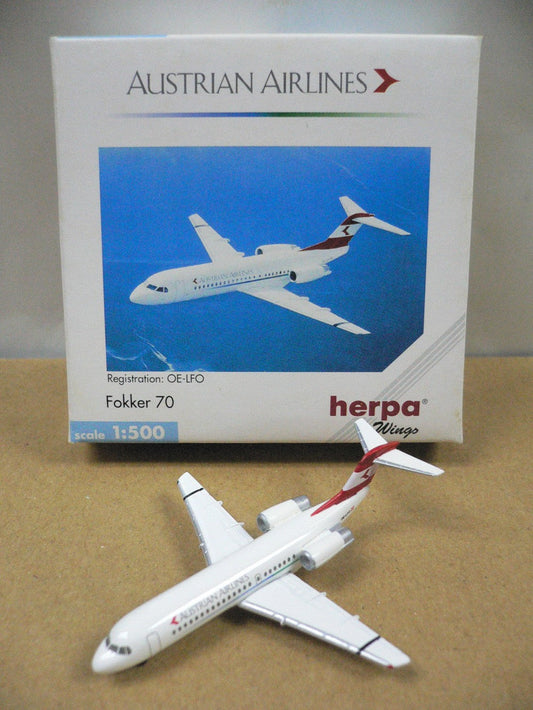 HERPA WINGS 1/500 AUSTRIAN AIRLINES FOKKER 70 OE-LFO