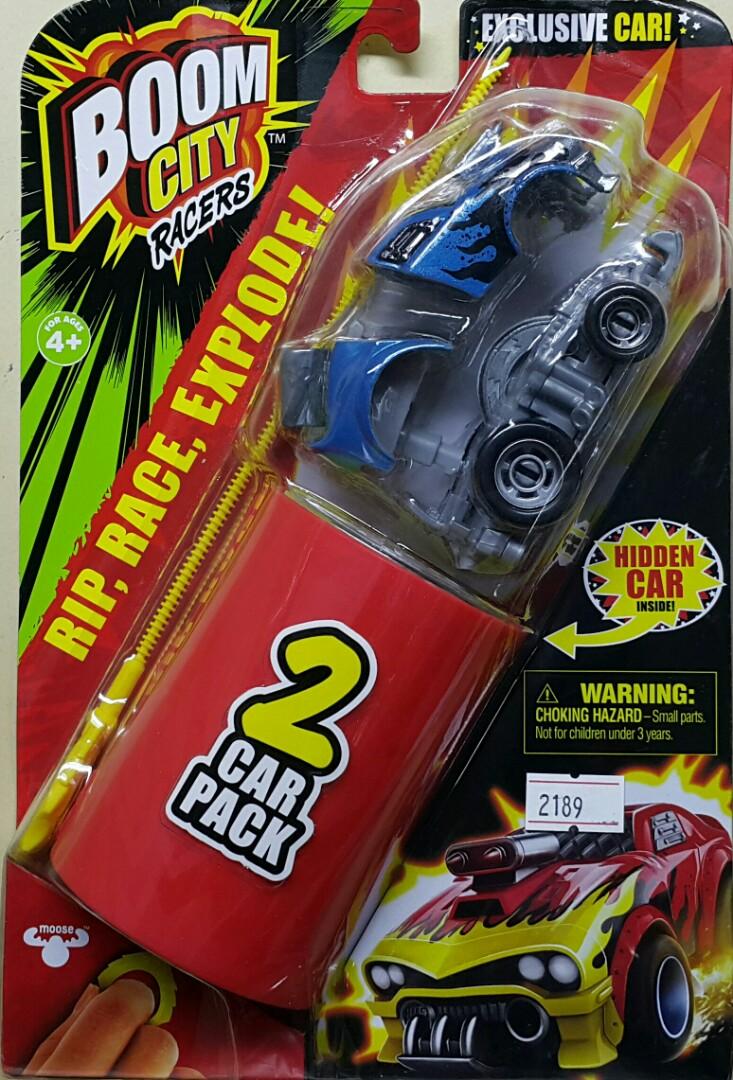 MOOSE 40056 BOOM CITY RACERS 2 CAR PACK FIRE IT UP + 1 MYSTERY CAR SET