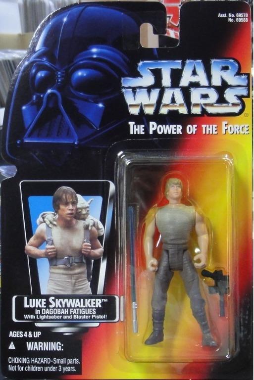 KENNER 69588 Star Wars LUKE SKYWALKER STAR WARS POWER OF THE FORCE IN DAGOBAH FATIGUES WITH LIGHTSABER AND BLASTER PISTOL