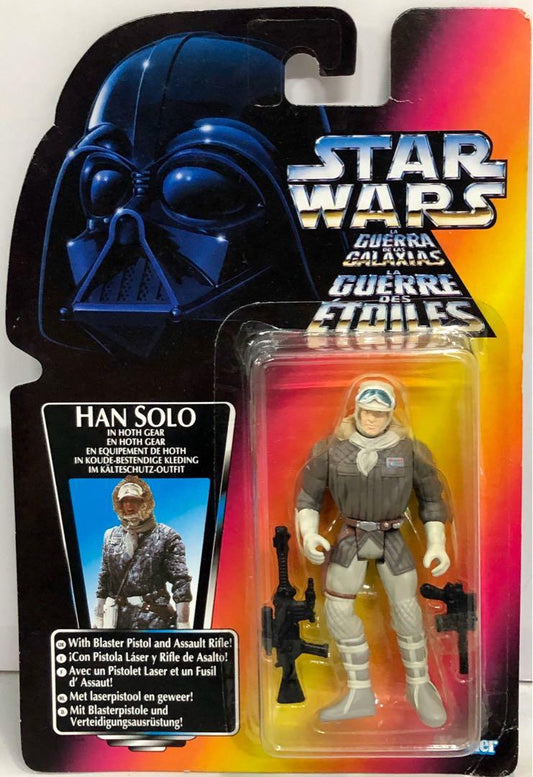 KENNER STAR WARS THE POWER OF THE FORCE HAN SOLO IN HOTH GEAR WITH BLASTER PISTOL & ASSAULT RIFLE SPK-69587 warehouse  EUROPEAN VERSION