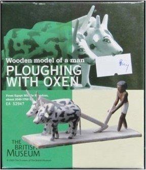KAIYODO British Museum NO 8 WOODEN MODEL OF A MAN PLOUGHING OXEN EA 52947
