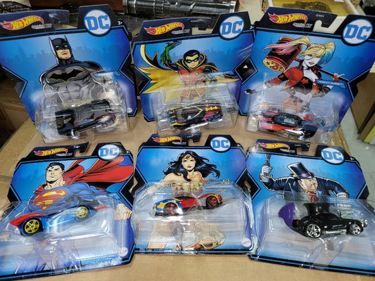 Hotwheels character cars dc set of 6 gjh91 batman robin superman