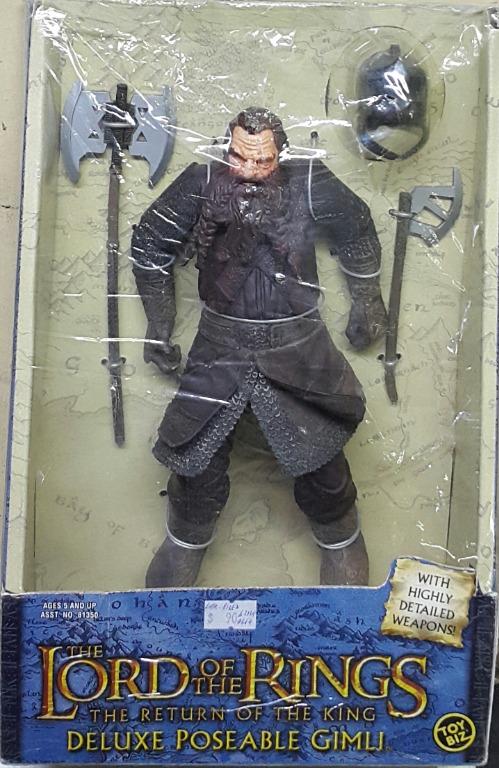 TOY BIZ 81352 THE LORD OF THE RINGS THE RETURN OF THE KING DELUXE POSEABLE GIMLI WITH HIGHLY DETAILED WEAPONS JOHN RHYS DAVIES  b31344654 Special offer